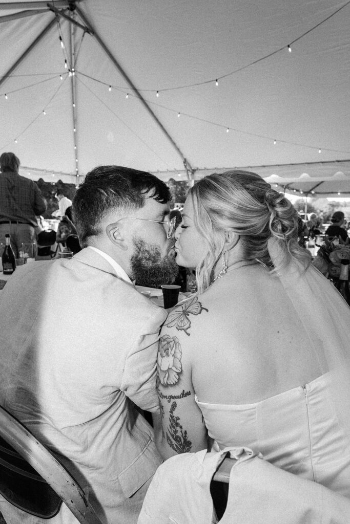 wedding couple kissing