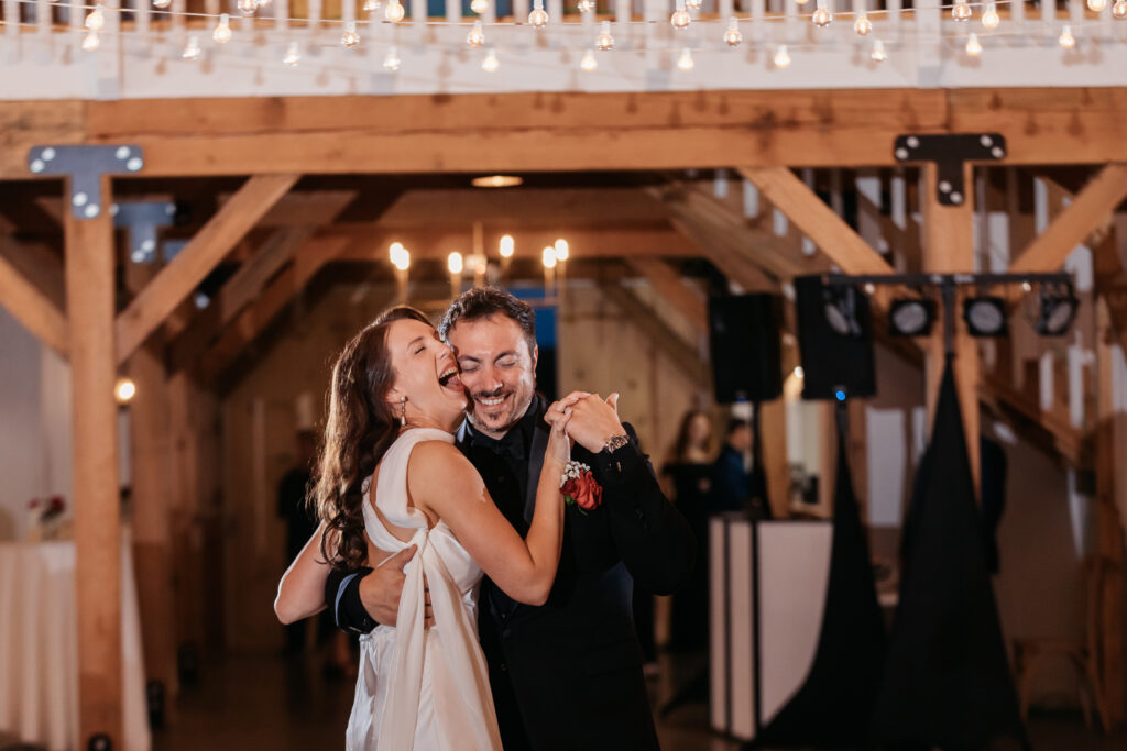 bride and groom laughter