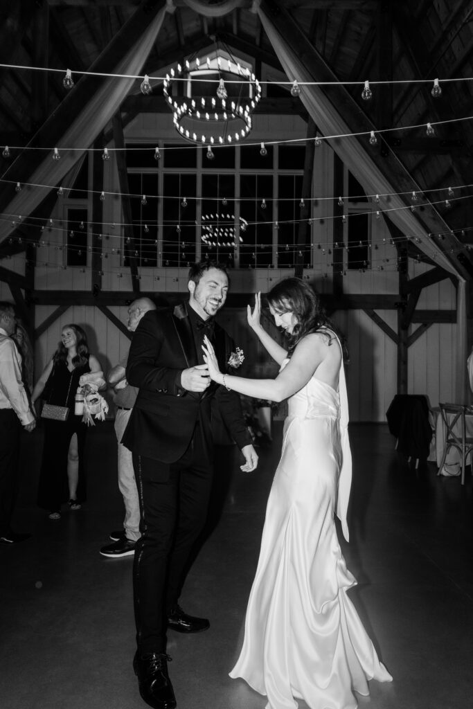 bride and groom dancing